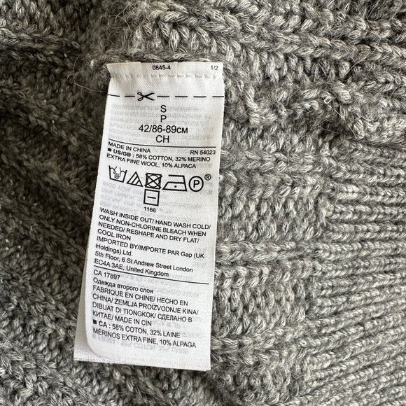 Banana Republic Grey Cotton/Wool Open Front Cardigan, S - Picture 4 of 5